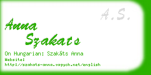 anna szakats business card